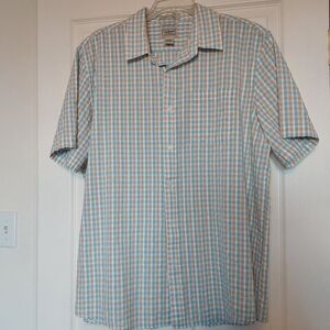 L.L. Bean Men's Plaid Button-Down Short Sleeve Oxford 100% Cotton Slightly Fit